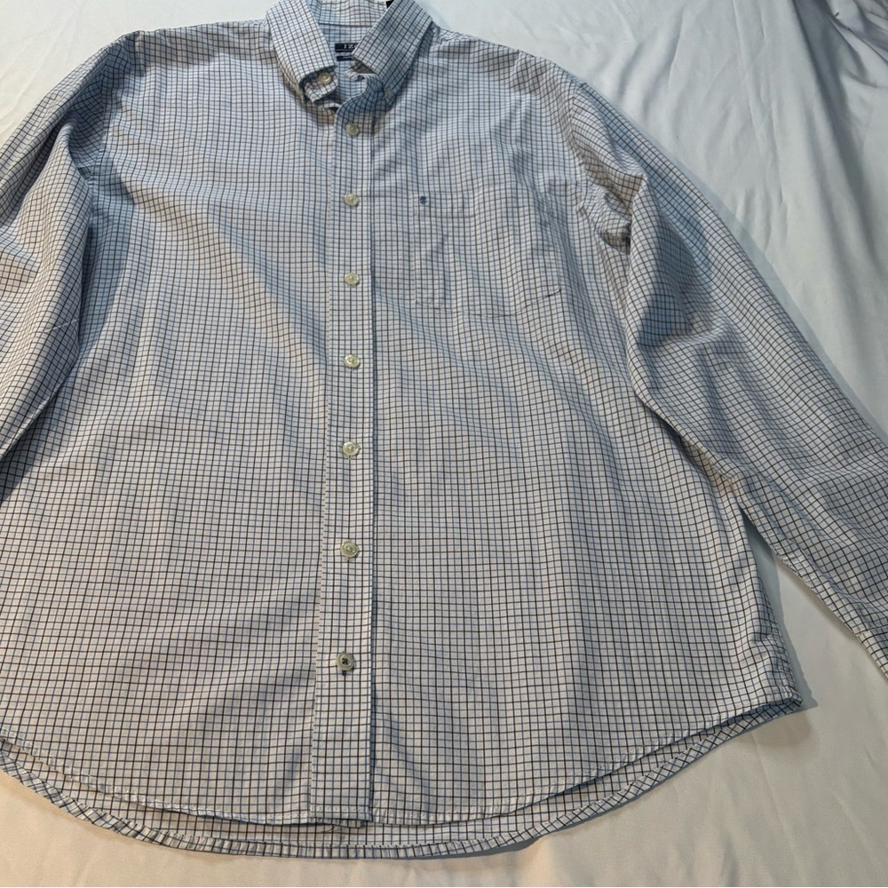 Izod Blue and White Casual Button Down Shirt